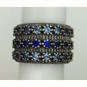 Anillo Plata de Ley Top Silver Flores azules