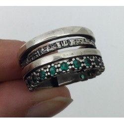 Anillo Plata de Ley Top Silver Flores verdes
