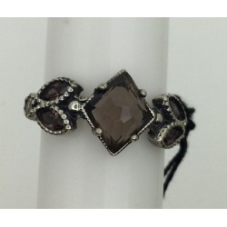 Anillo Plata de Ley Top Silver Hojas marron