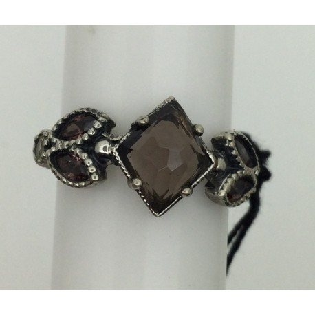 Anillo Plata de Ley Top Silver Hojas marron