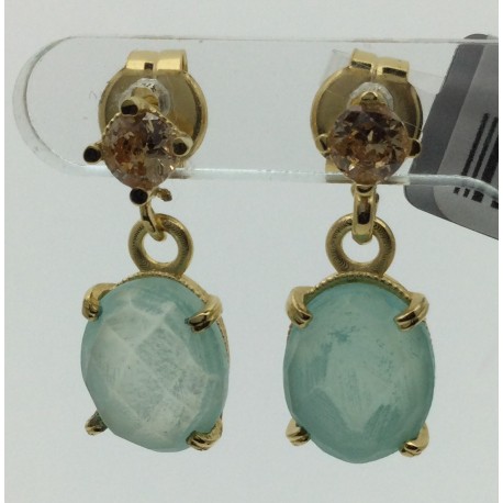 Pendiente chapado en oro Calcedonias Top Silver