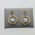 Pendiente chapado en oro Perlas Top Silver