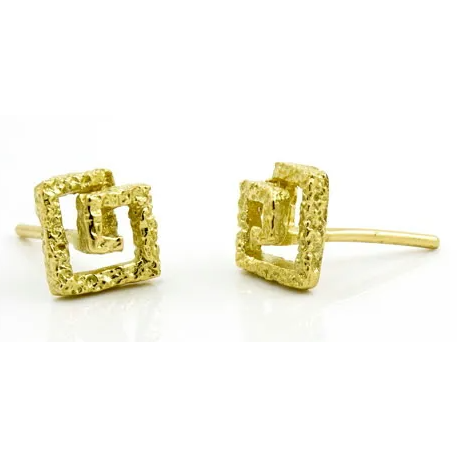 Pendientes cuadrados texturizados ZOOM, plata y oro Ar i Or