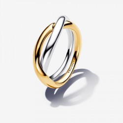 Anillo Pandora Bandas Entrelazadas en Dos Tonos
