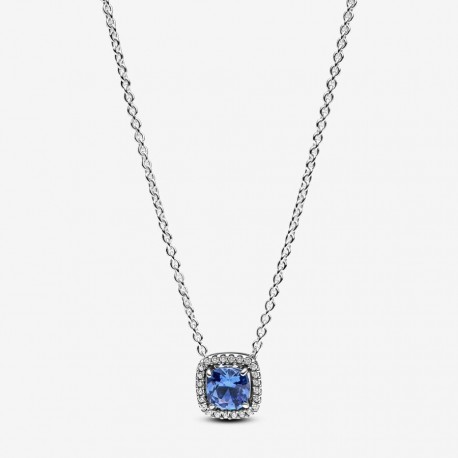 Collar Pandora Halo Azul Cuadrado Brillante