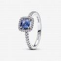 Anillo Pandora Halo Cuadrado Azul Brillante