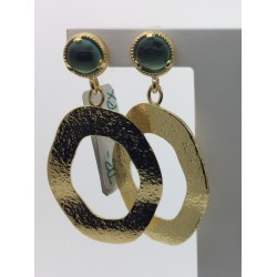 Pendiente aros ovales plata chapada turmalina Top Silver