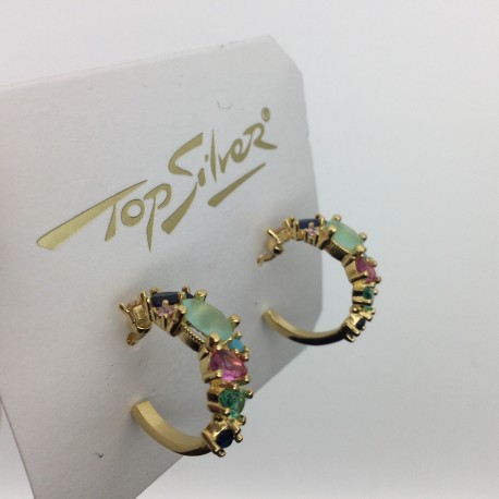Pendiente Multicolor Chapado en Oro Top Silver