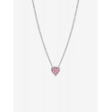 Collar Pandora Corazón en Relieve Rosa
