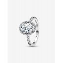 Anillo Pandora Halo Ovalado Brillante
