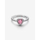 Anillo Pandora Corazón Rosa Elevado