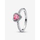 Anillo Pandora Corazón Rosa Elevado