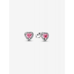Pendientes Pandora de Botón Corazón Rosa