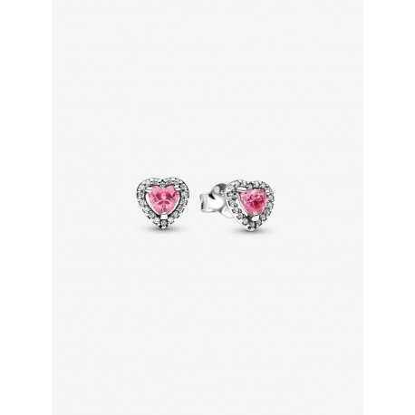 Pendientes Pandora de Botón Corazón Rosa