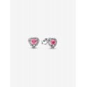 Pendientes Pandora de Botón Corazón Rosa