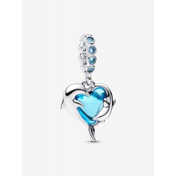Charm Colgante Pandora Delfines de Cristal de Murano Azul