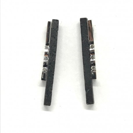 Pendientes Plata, Oro y Diamantes Bastons Vicens Jané